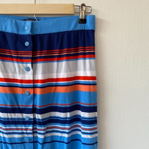 Brooks Brothers Maxi Skirt Womens Medium Blue Striped Button Front Preppy Y2K - Picture 6 of 6